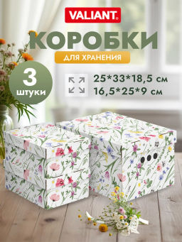 VAL HC-BC-1S2L Короба картонные, 1шт.-25*33*18.5см, 2шт.-16.5*25*9см, наб. 3 шт., HERBARIUM CLOVER, шт