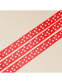 Лента атласная, подарочная упаковка, «Сердечки», красная, 4 см × 22.5 м