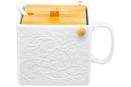 Банка д/сыпучих продуктов с бамбуковой крышкой 1000 мл 16,5*15*12 см Веточки-цветочки + ложка - Elan gallery фото 6