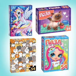 Пазлы большой набор, 20в1 МИКС, 54 элемента в каждом пазле