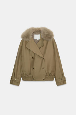 PADDED TRENCH COAT WITH FAUX FUR COLLAR ZW COLLECTION - Zara фото 8