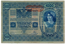 1000 крон 1902 года Австрия надпечатка