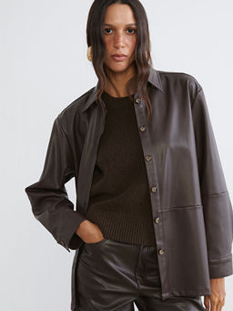 Kad?n Deri G?r?n?ml? G?mlek Ceket