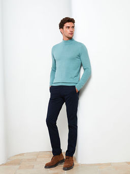 Yar?m Bal?k?? Yaka Uzun Kollu Erkek Triko Kazak