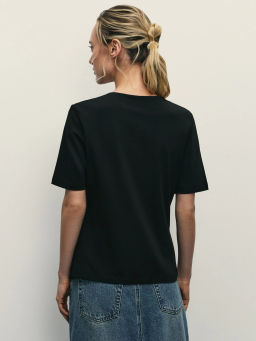 Футболка из хлопка со шнуровкой / Zarina фото 5