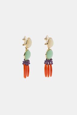 DOUBLE RESIN BEAD EARRINGS - Zara фото 4