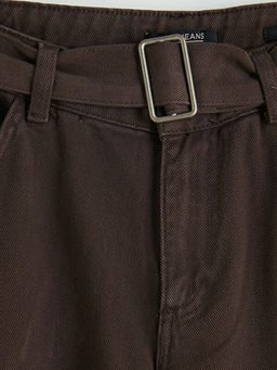 Beli Kemerli Wideleg Kad?n Jean Pantolon