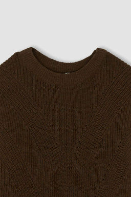 Базовый вязаный свитер селаник стандартного кроя с длинными рукавами - Defacto фото 8