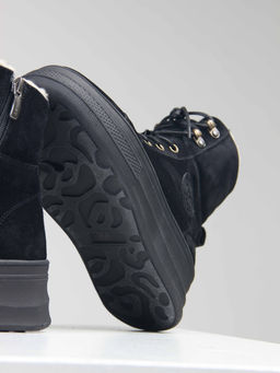 Ботинки 219.warmbl. черный замша/Байка