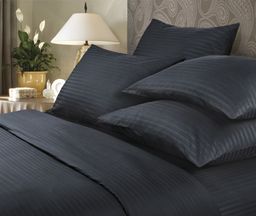 Комплект постельного белья Страйп-сатин Verossa черный КПБ-НС-16 Евро
