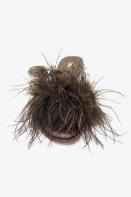 FEATHER FLAT SANDALS - Zara фото 7