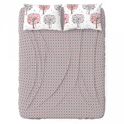 Простыня 1,5 спальная Дерево желаний К 150х220см, поплин 115г/м2, хлопок 100%, упаковка классическая ПВХ 28х41см, Домашняя мода (Россия)