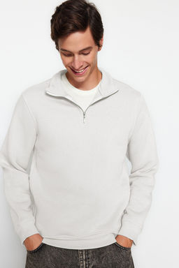 TRENDYOL MAN Lacivert Regular/Normal Kesim Dik Yaka Fermuarl? Pamuklu Basic Ici Polarl? Sweatshirt TMNAW24SW00041 - Trendyolmilla фото 3