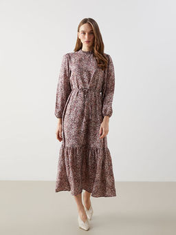 Dik Yaka Desenli Kad?n Elbise