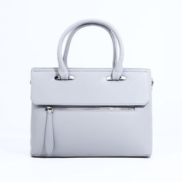 Сумка-тоут на молнии, наружный карман, цвет светло-серый