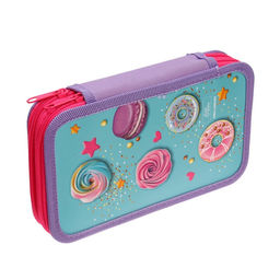 Пенал школьный, 2 секции, 12.5×20.5×4 см «Пончик»