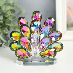 Фигурка стекло «Павлин с распушившимся хвостом», голография 8×11×12 см