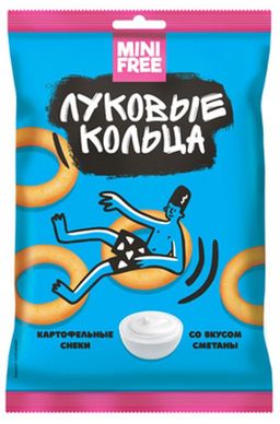 Цена за 5 шт.Mini Free, луковые кольца со вкусом сметаны, 45 г