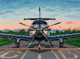 Кристальная (алмазная) мозаика ФРЕЯ ALPD-103 на подрамнике Самолет на закате 40 х 30 см