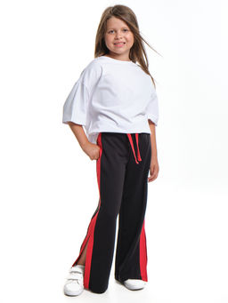 Брюки палаццо для девочки подросткам модные спорт шик 22-7169 черный/красный - Mini maxi фото 2