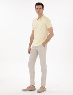 Bej Slim Fit Kanvas Pantolon