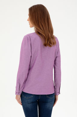 Женская фиолетовая базовая рубашка с длинным рукавом Неожиданная скидка в корзине - U.s. polo assn фото 5