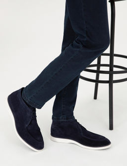 Lacivert %100 Deri Casual Ayakkab_