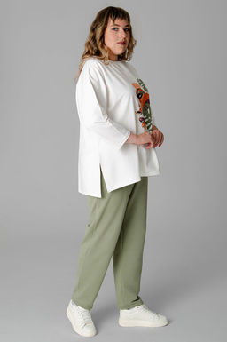 Арт. 2376 Костюм с брюками женский 52-60 (5 шт) Цвет:молочный, полынь - Калинка фото 12