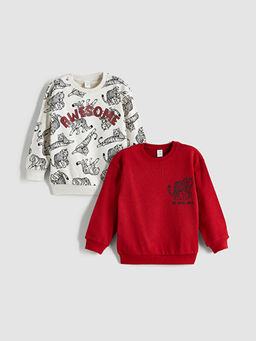 Kaplan Bask?l? Erkek ?ocuk Sweatshirt 2li