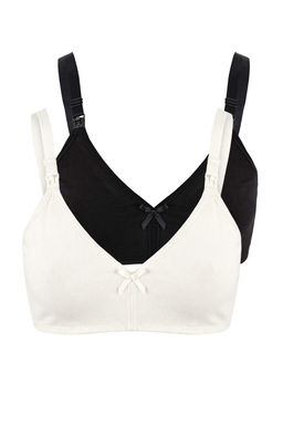 Siyah-Ekru 2li Pamuklu Emzirme Sutyeni Kaps?z Sutyen THMSS26SU00008