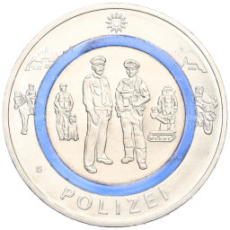 Монета 10 евро 2024 года F Германия На службе общества Полиция