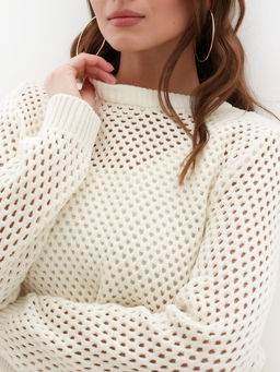 Джемпер сетка женский MIST Knitwear, размер 42 (S), цвет молочный