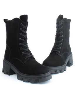 04-M2-5123 BLACK Ботинки зимние женские (натуральная замша, натуральный мех)