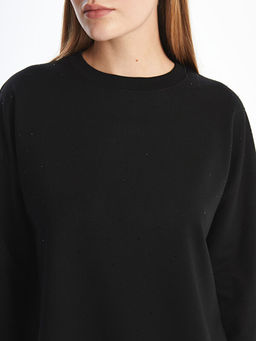 Bisiklet Yaka Parlak Ta?l? Kad?n Sweatshirt Tunik