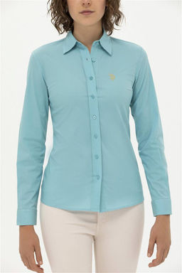 Женская мятная базовая рубашка с длинным рукавом Неожиданная скидка в корзине - U.s. polo assn фото 6