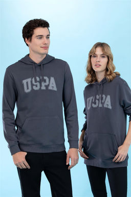 Базовая толстовка с капюшоном антрацитового цвета - U.s. polo assn фото 9