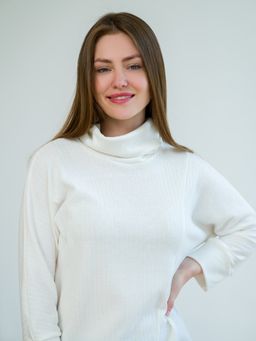 Пуловер трикотажный удлиненный белый - Odis фото 8