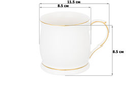 Кружка 350 мл 11,5*8,5*8,5 см Белая с золотом NEW BONE CHINA - Elan gallery фото 2