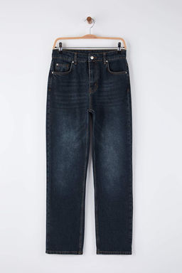 Ac?k Mavi Yuksek Bel Straight Jeans TWOAW26JE00182 - Trendyolmilla фото 9