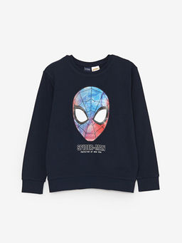 Bisiklet Yaka Spiderman Hologram Bask?l? Uzun Kollu Erkek ?ocuk Ti??rt