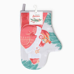 Варежка-прихватка новогодняя «Доляна. С новым годом», 20×28 см, 35% хлопок, 65% п/э, ватин 250 г/м²