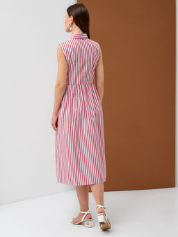 Платье хлопок OD-800-1 полоса бордовая