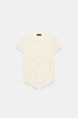 TOP CHAQUETA ENCAJE BOTONES / Crudo - Zara фото 4