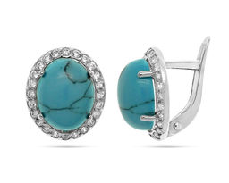Серьги из серебра бирюза пресс., СПН4202