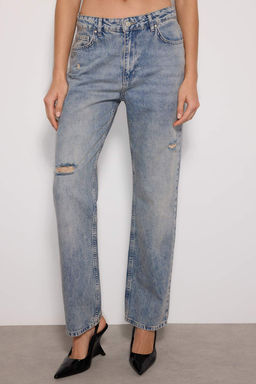 TRENDYOLMILLA Mavi Y?rt?kl? Yuksek Bel Uzun Straight Jeans TWOAW24JE00033 фото 13