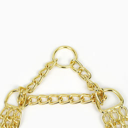 Ошейник - полуудавка металлический трехрядный, 40 см, толщина проволоки 2 мм, золотистый - Пижон фото 4