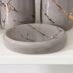 Набор аксессуаров для ванной комнаты SAVANNA Гроза, 4 предмета (мыльница, дозатор для мыла, 2 стакана), цвет серый фото 2