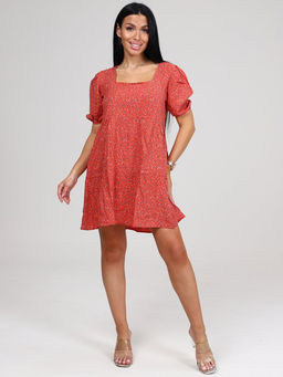 019 ПЛАТЬЕ ЖЕНСКОЕ (Морковный/цветочки) - А-дина фото 5