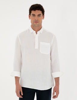 Beyaz Comfort Fit Uzun Kollu G_mlek