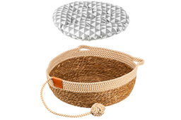 Лежанка плетеная для кошек и собак 40*40*14 см, с подушкой и игрушкой - Elan gallery фото 6